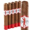 a row of cigars with a white label