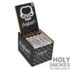 a open box of Asylum 13 cigars, with the Holy Smokes Cigars Logo at the bottom right corner.